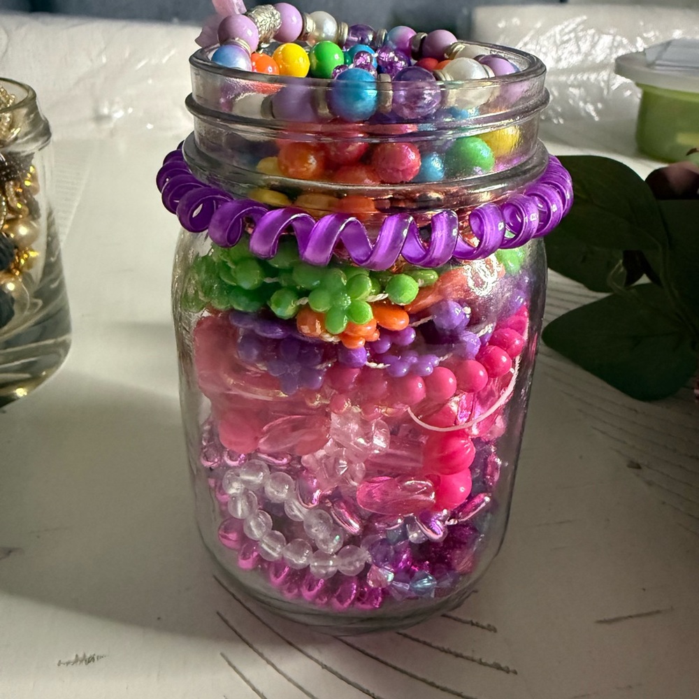 Colorful Beaded Bracelet Jar